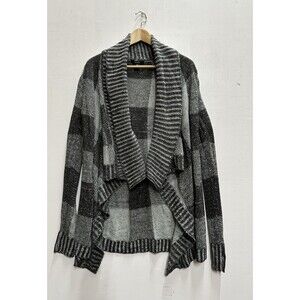 Majora Women size small grays acrylic  assymetrical cardigan open sweater